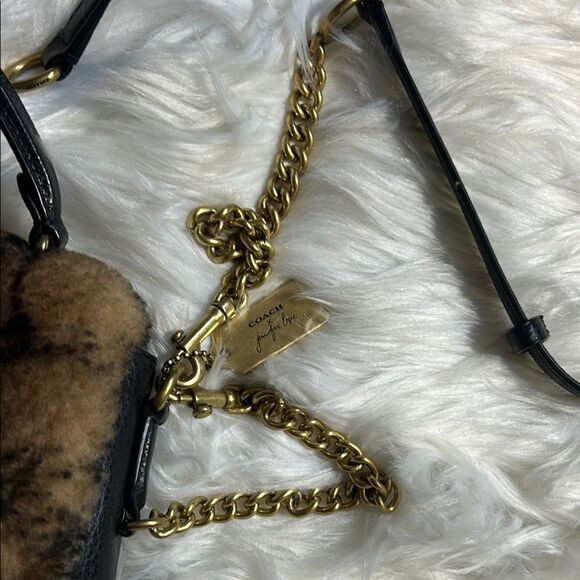 Coach Jennifer Lopez Marlie Top Handle Satchel Monogram Shearling Crossbody Bag - Picture 11 of 16